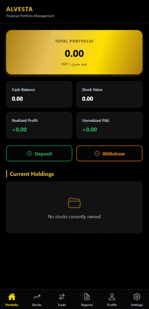 ALVESTA Dashboard Mockup